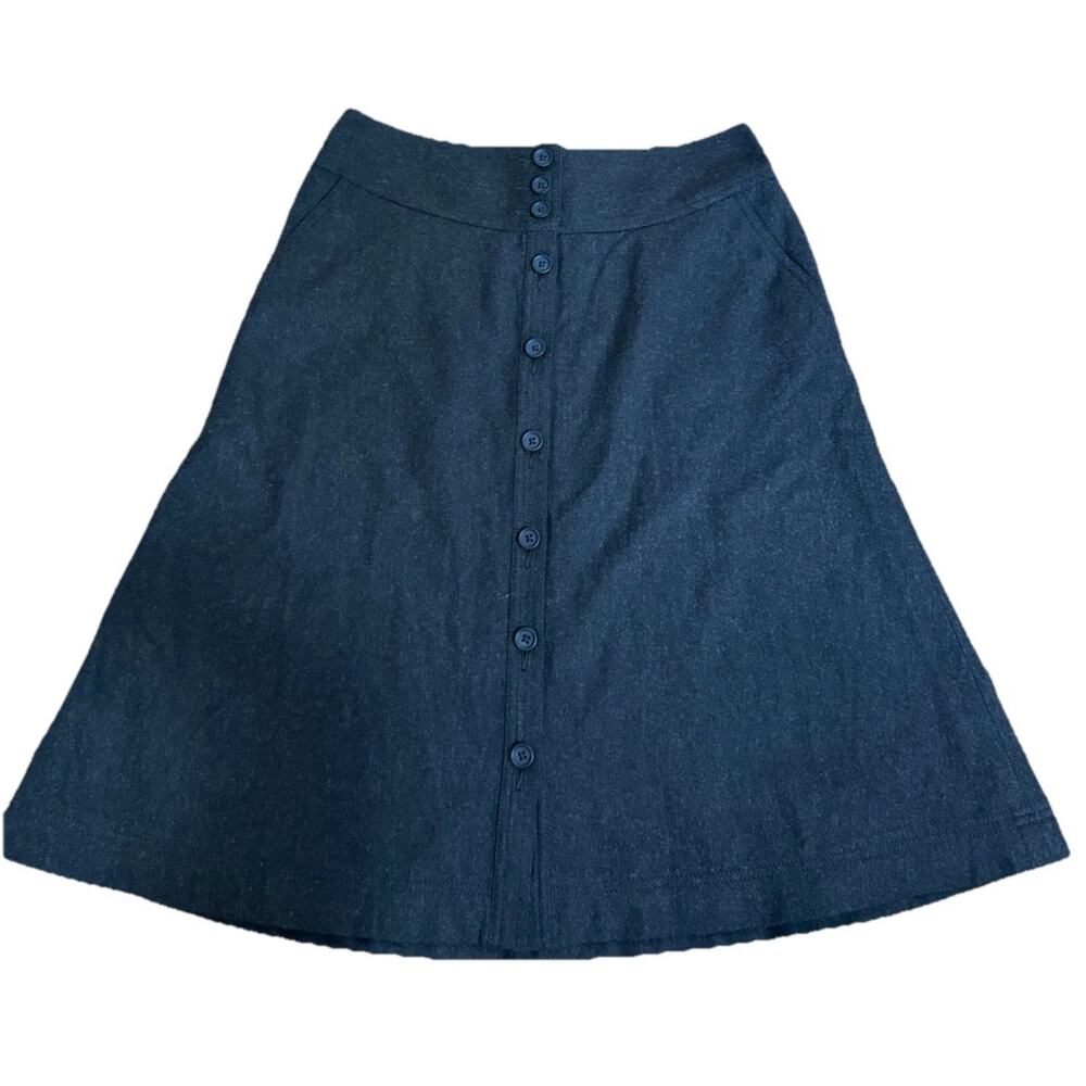 BANANA REPUBLIC Women’s Lined Wool Blend Charcoal Midi Button Down Skirt Size 6